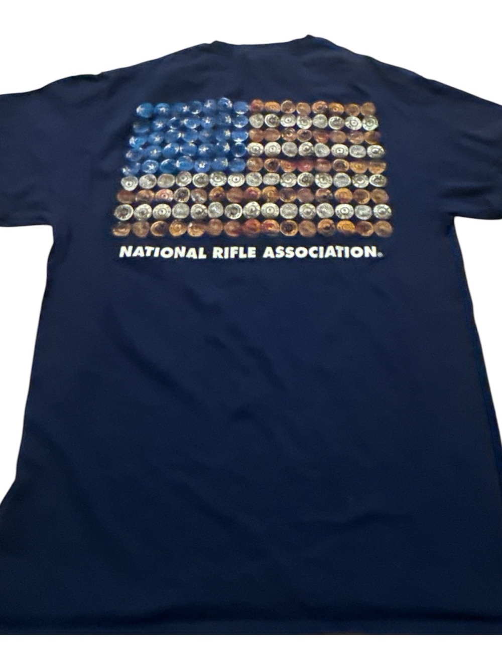 NRA Navy Short Sleeve Tee with Contrasting NRA Chest  Medium Patriotic Flag - Picture 2 of 4